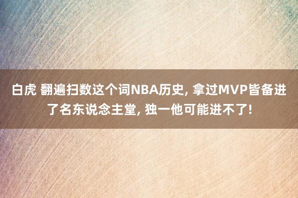 白虎 翻遍扫数这个词NBA历史， 拿过MVP皆备进了名东说念主堂， 独一他可能进不了!
